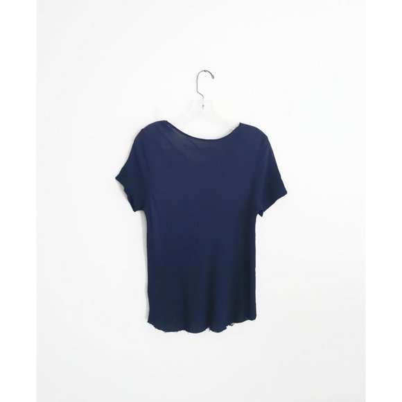 Raquel Allegra Indigo Blue Ombre Short Sleeve Tee Shirt size 3 US Large NWT - Picture 2 of 8